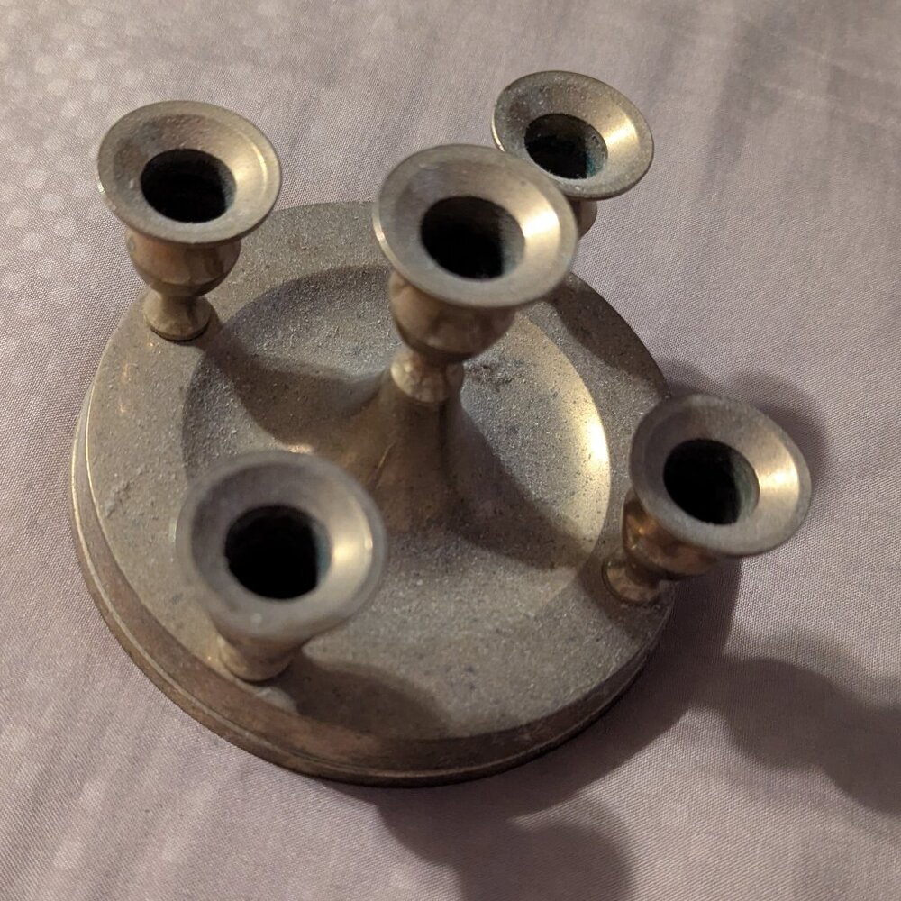 Silver Metal 5-Arm Candle Holder